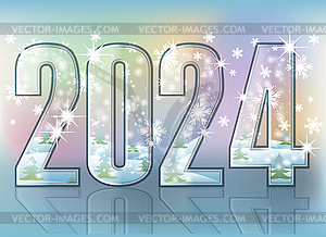 Замороженный пригласительный билет на Новый год 2024, векторная иллюстрация - векторный клипарт