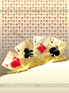 Casino wallpaper with poker cards, vector illustration - vector image