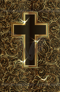 Golden Easter cross vip card, vector illustration - vector clip art