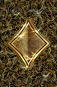 Золотые игральные карты Diamonds ace poker, векторная иллюстрация - клипарт