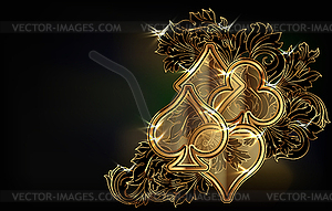 Золотые обои казино с покерными картами, вектор - векторное изображение