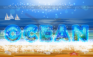 Ocean Summer wallpaper, vector illustration - vector image