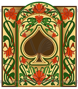 Покерная карта с лопатой в стиле модерн, векторная иллюстрация - изображение в векторном виде