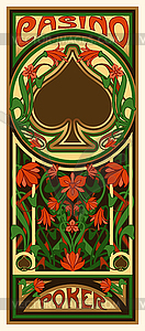 Casino Poker spades card in art nouveau style, vector i - vector clip art