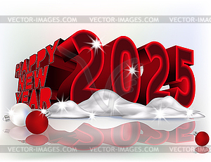 New 2025 year red card, vector illustration - vector image