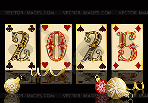 Christmas poker greeting 2025 card, vector illustration - vector image