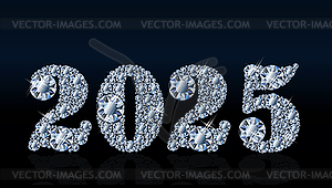 Diamond new 2025 year banner, vector illustration - vector clipart