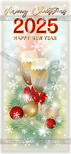 Merry Christmas, Champagne New 2025 year card, vector - vector clipart