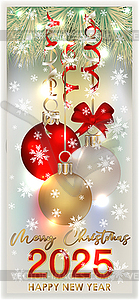 Merry Christmas 2025 new year vip card, vector illustra - vector image