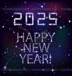 Stars Happy 2025 New year vip card, vector illustration - vector clip art
