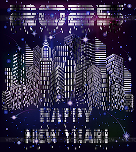 Happy New 2025 year cossmos city wallpaper, vector illu - vector image