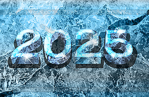 Frosty 2025 new year greeting card, vector illustration - vector image