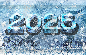 Ice 2025 new year invitation card, vector illustration - vector clipart