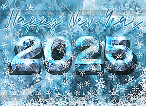 Ice 2025 new year invitation card, vector illustration - vector clipart