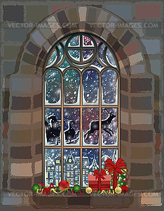 Winter background with snowflakes y Santa Claus, vector - vector image