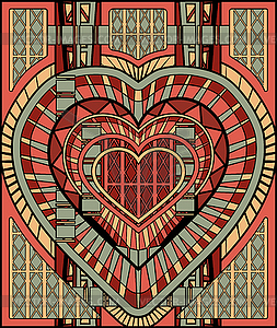 Casino Hearts poker card art deco style, vector illustr - vector image
