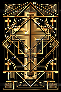 Happy Easter card, golden cross art deco style, vector  - vector clipart