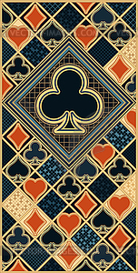 Poker clubs Art deco card, vector illustration - vector clip art