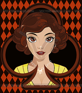 Clubs ace poker girl , art deco, vector illustration - vector image