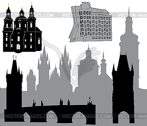 Silhouette of Prague - vector image