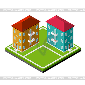 Два Изометрические здания - изображение в формате EPS