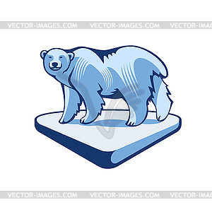 Polar Bear On Block Of Ice - vector image