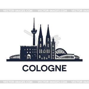 Cologne Skyline Emblem - vector image