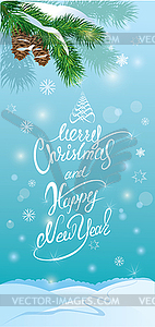 Handwritten text Merry Christmas and happy New Year - vector clipart