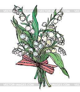 Lily of valley - vintage engraved spring flo - vector EPS clipart