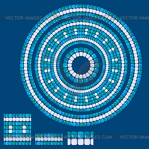 Set of Mosaic patterns - Blue ceramic round frames  - vector image