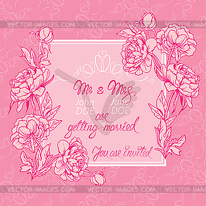 Wedding invitation card with floral elements, - vector EPS clipart