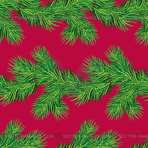 Seamless pattern with Christmas fir tree branch, - vector image