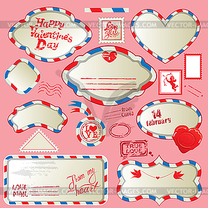 Borders in post mail style with handwritten - vector clip art