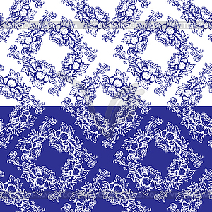 Seamless blue floral pattern. Background in style o - vector clipart