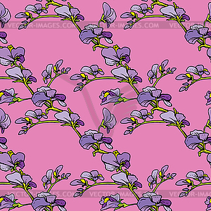 Seamless pattern with Realistic graphic flowers - - vector clipart