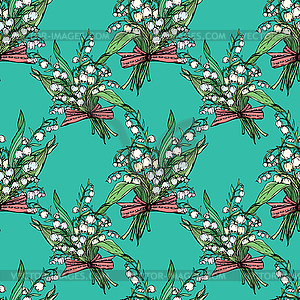 Seamless pattern with Lily of valley - vintage - vector image