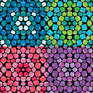 Set of seamless mosaic patterns - Blue, green, - vector image