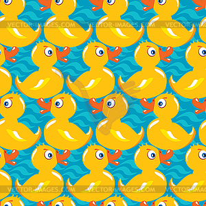 Seamless Pattern with yellow ducks, childish - vector image