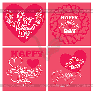 Set of 4 Holiday cards - heart and calligraphic tex - vector EPS clipart