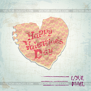 Scrapbooking Heart is made of Vintage Old Paper - vector image