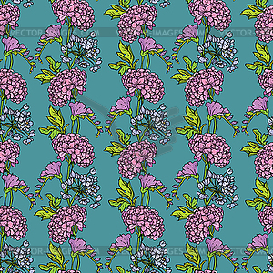 Seamless pattern with Realistic graphic flowers - - vector image