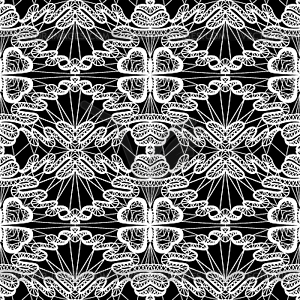 Seamless pattern - floral lace ornament - white - vector image