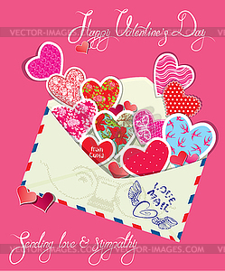 Vintage card with envelope, and different colors an - vector image