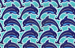 Seamless pattern with dolphins - ornamental - vector image