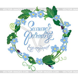 Holiday seasonal card with round frame of forget - vector image