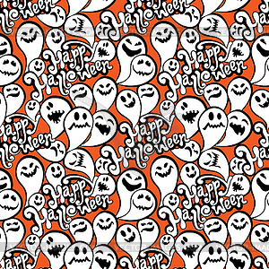 Seamless pattern with funny ghost. Happy Halloween - vector image