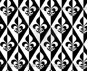 Black and white alternating Fleur-de-lis half and - vector clip art