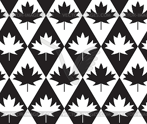 Black and white alternating maple leaves on diamonds - royalty-free vector clipart