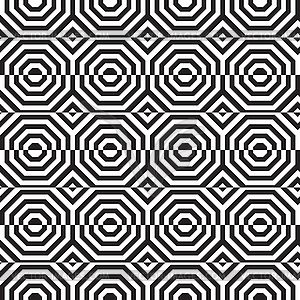 Black and white alternating octagons with horizonta - vector image