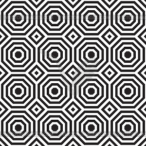 Black and white alternating octagons with squares - vector clipart